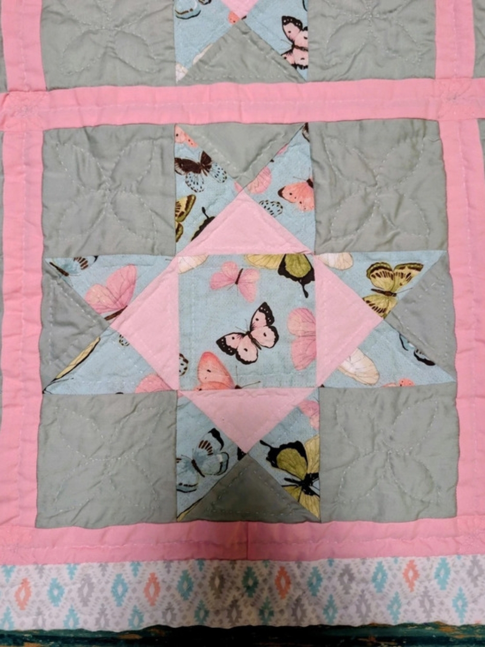 Hand Quilted Butterfly Patchwork Quilt